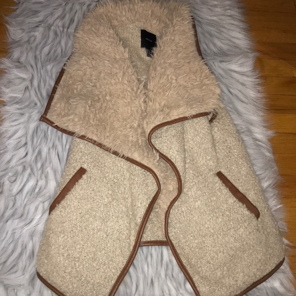 Furry Vest tan and brown lining